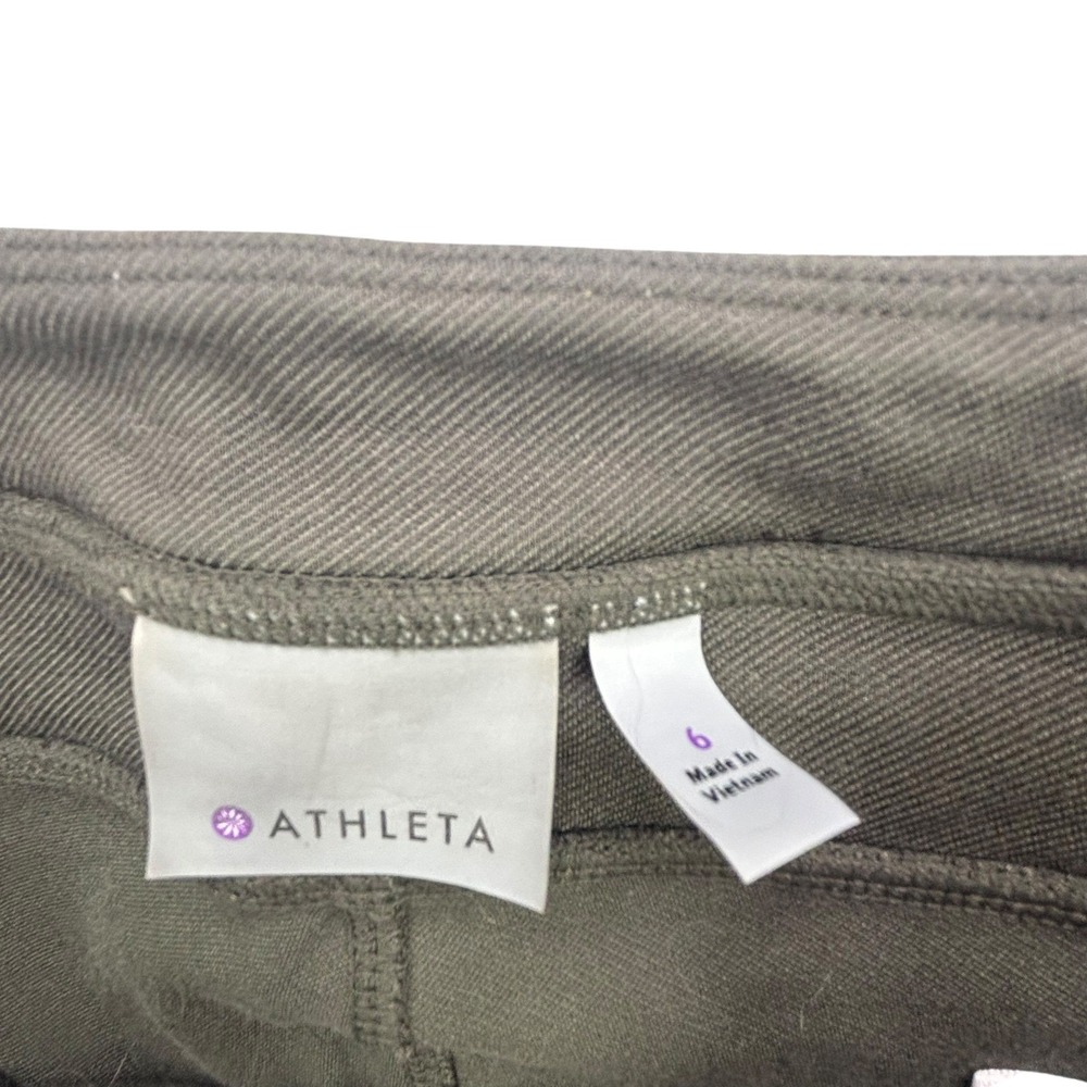 Athleta Motto Leggings Pants Olive Womens Size 6 Ribbed Panel Zipper Athleisure - Picture 4 of 16